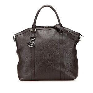 Gucci dark brown leather GG Charm Dome satchel